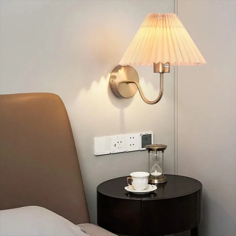 lampe murale moderne or plissée éclairage chambre coucher salon led fixée mur