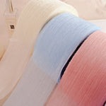 ruban voile polyester double face blanc rose pâle bleu clair mariage artisanal élégant plissé