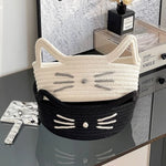 paniers rangement tissu réutilisables noir blanc rose visage chat créatif mignon rangement jouets articles