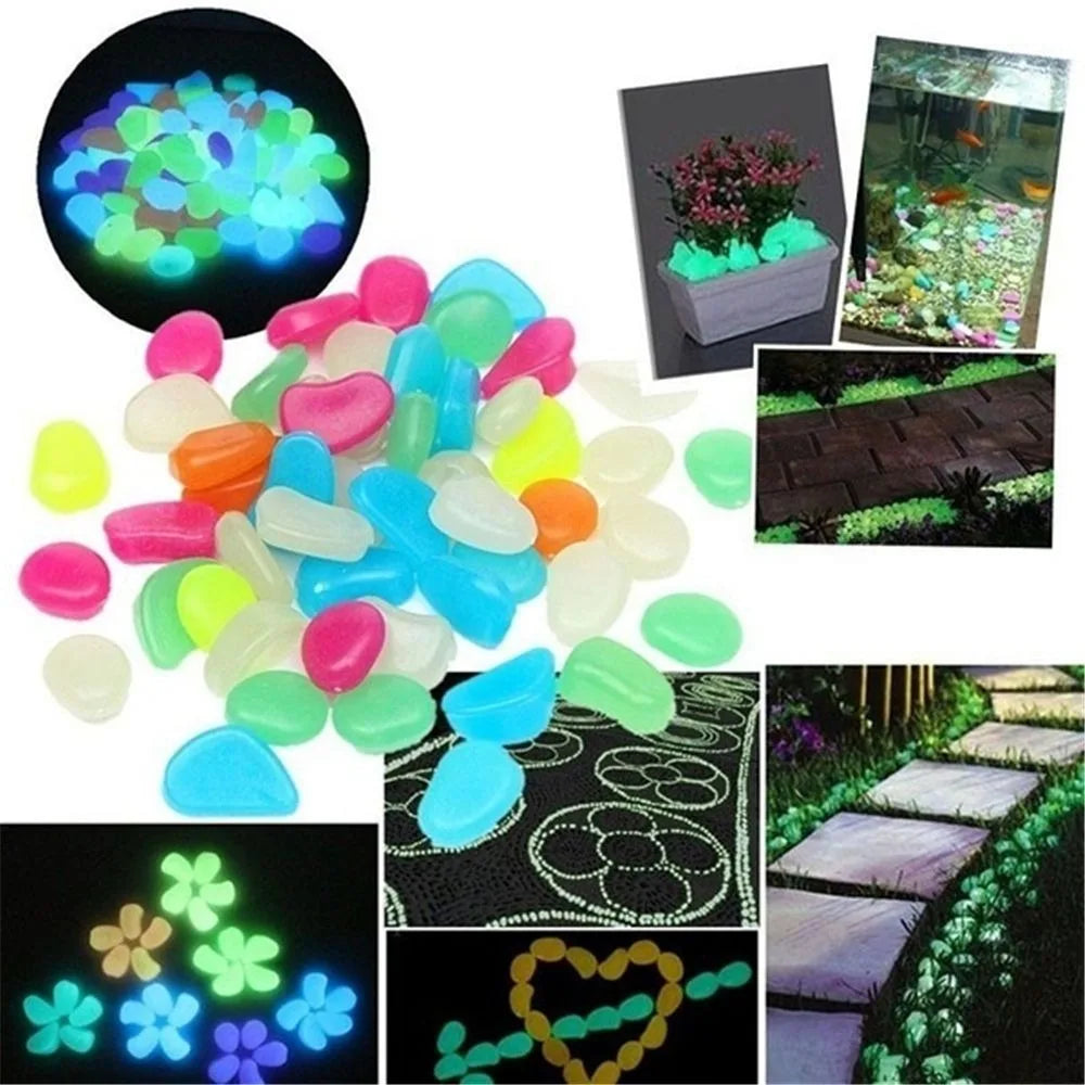 pierres décoratives luminescentes modernes multicolores vert bleu jaune opaques jardin
