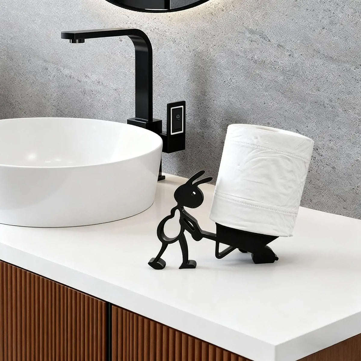 porte rouleau papier toilette fourmi noir mat decoratif salle bain adulte ludique plastique