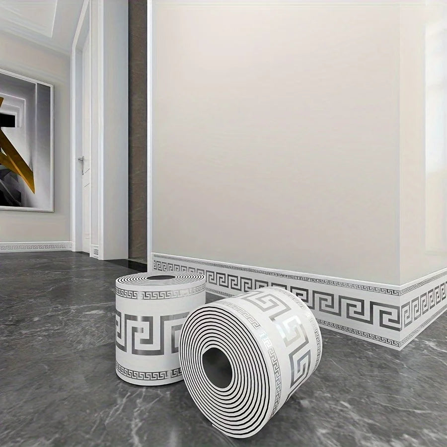 ruban decoratif autoadhésif moderne blanc or gris 500cm 10cm imperméable pvc