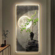 Applique murale LED moderne avec peinture de plantes vertes pour décoration d'entrée et salon