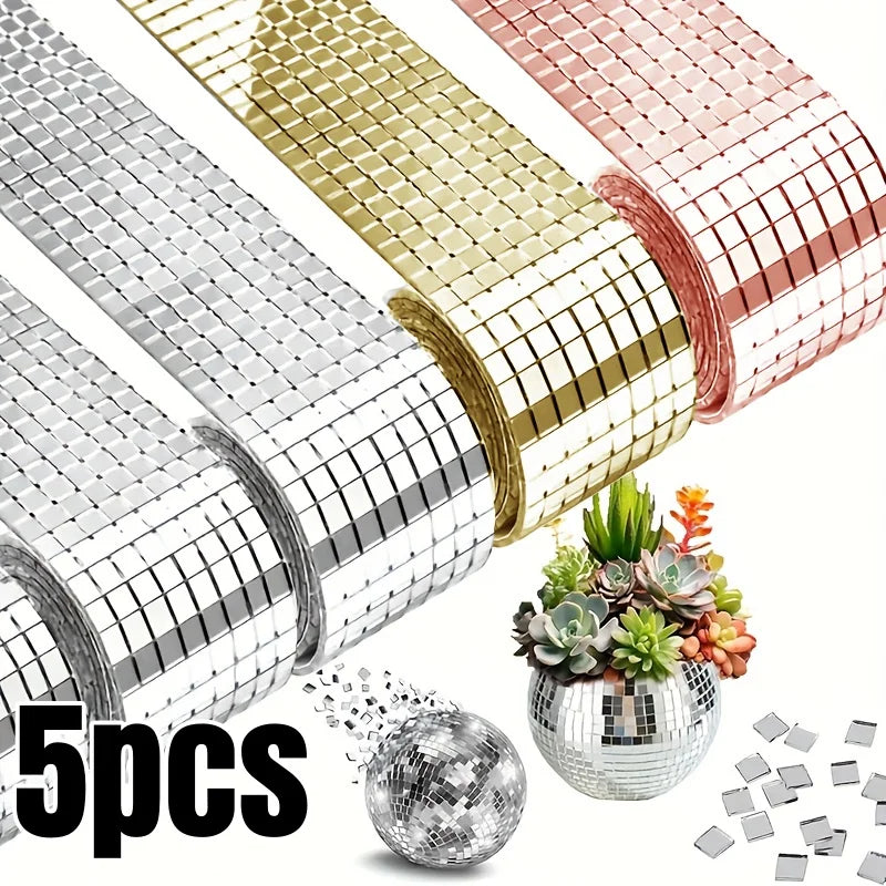 miroir mosaïque argenté doré adhésif deco fête carrés modernes opaques set
