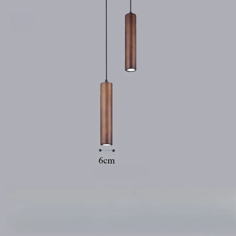 Lampes suspendues bois minimaliste modernes chambre salon éclairage LED marron foncé beigeclair