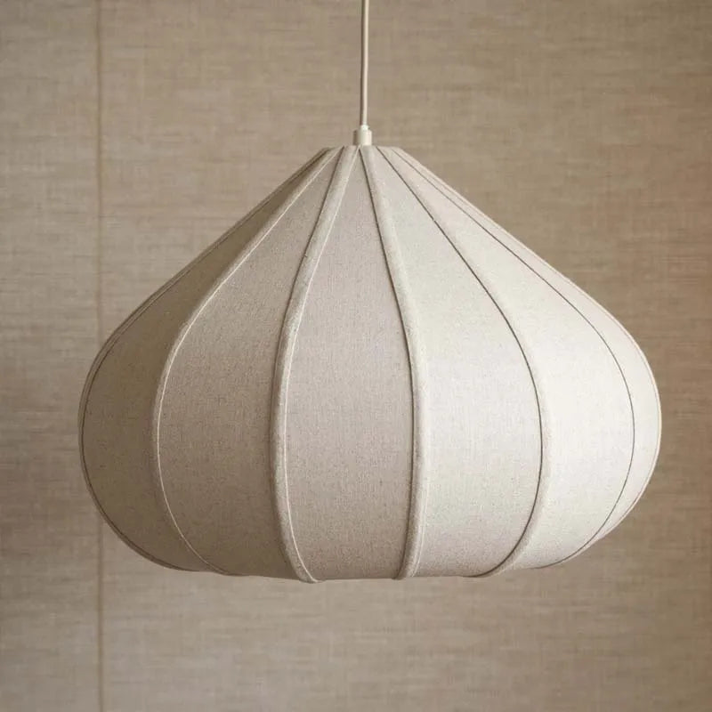 lampe suspendue tissu beige rayures horizontales moderne cordon interrupteur socle 90 260V 2000 82000
