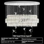 suspension lumineuse moderne blanc feuilles fines chaines minimaliste led