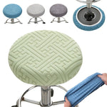 housse tabouret moderne élastique bleu clair gris clair vert clair motif géométrique polyester 30cm