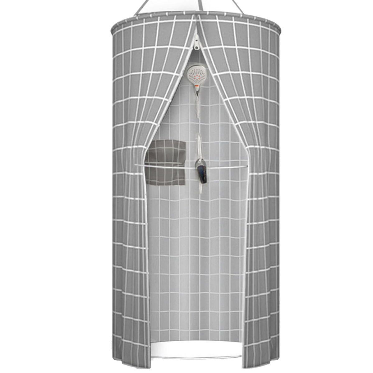 rideau douche relief aimants motif géométrique gris blanc rose decorative enfants