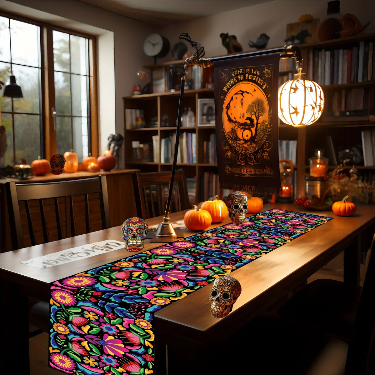 table cuisine chemin table lin motifs floraux coloré festif hiver automne été printemps mexicain