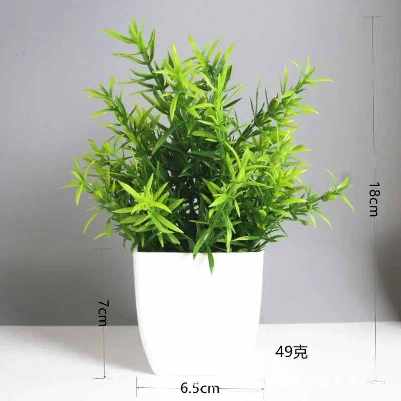 plantes artificielles vertes moderne feuilles uniformes pot blanc intérieur extérieur décoration chambre jardin exposé