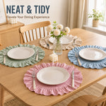 placemats élégants rose vert bleu beige volants fins table cuisine mariage fêtes