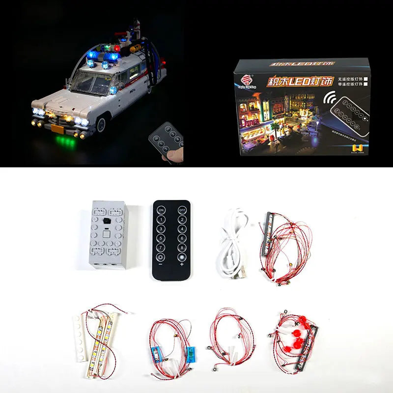 lampe poche led voiture lego blanc rouge bleu vert détails métalliques kit câble usb