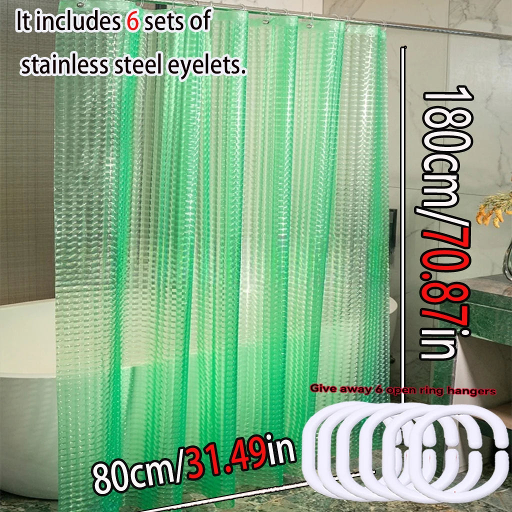 rideau douche vert translucide texture bulles moderne acier inoxydable 180cm 150cm 200cm