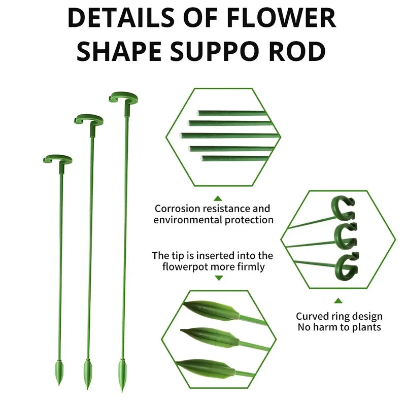 supports plantes tige vert robuste 37cm 27cm 17cm anneau jardinage fleur grimpantes moderne