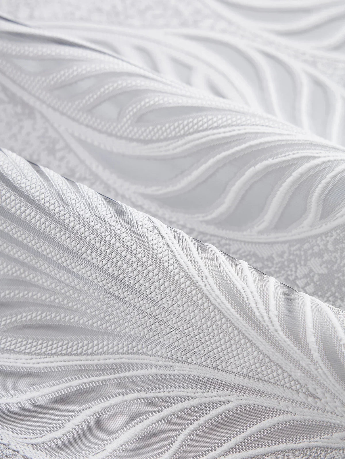 rideau blanc feuilles stylisées polyester moderne élégant salon chambre translucent ondulé eyelets