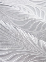 rideau blanc feuilles stylisées polyester moderne élégant salon chambre translucent ondulé eyelets