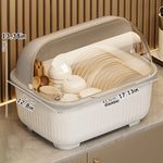 organisateur vaisselle blanc beige violet moderne drainage assiettes bols cuillères tasses rangement hermétique multifonctionnel
