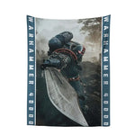 tapisserie murale warhammer 40k personnage armé bleu noir rouge moderne détaillée hand washable digital