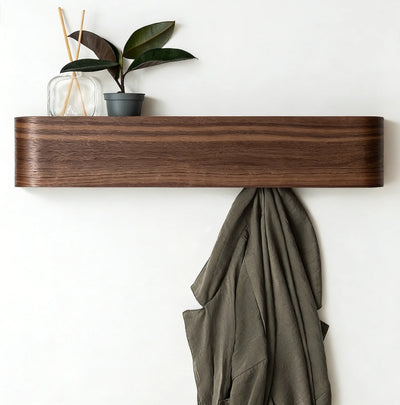 Porte-manteau mural moderne rouge avec étagère dissimulée pour entrée