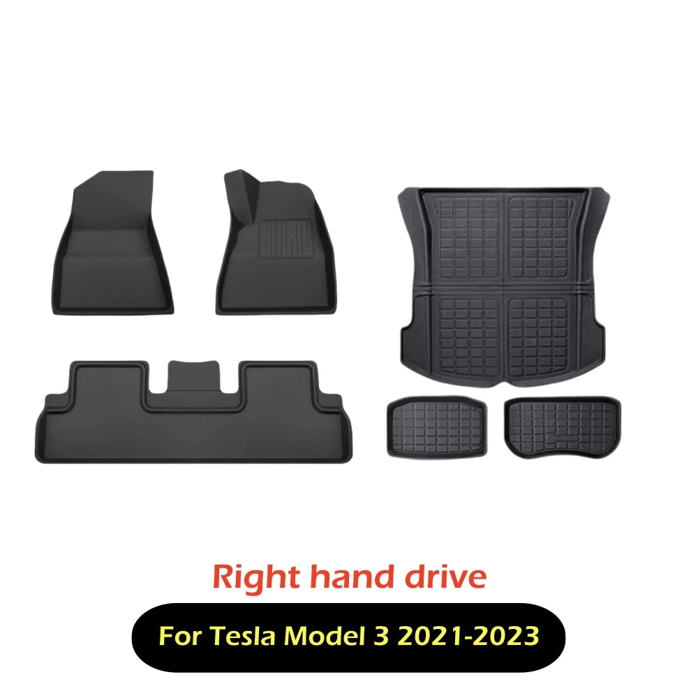 tapis sol 3d luxueux noir moderne tesla 2017 2024 tissé étanche