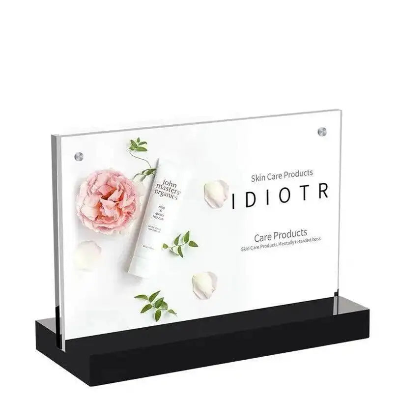 cadre photo acrylique transparent clips moderne support panneau publicitaire base vertical horizontal
