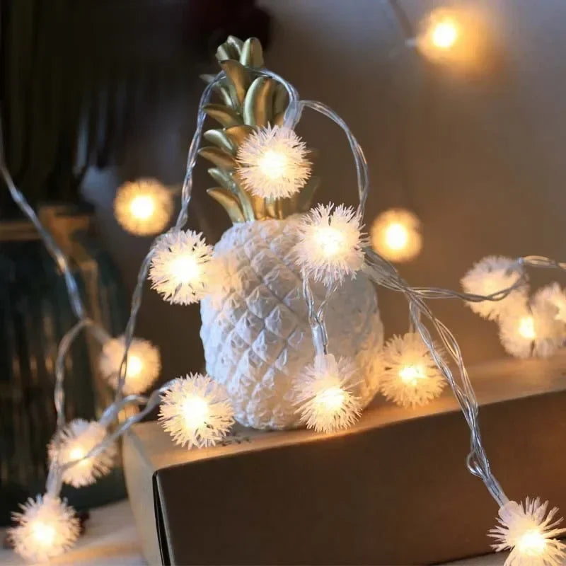guirlande lumineuse led blanc boules pompon moderne 10 led 3m 20 led 6mDecoration Noël
