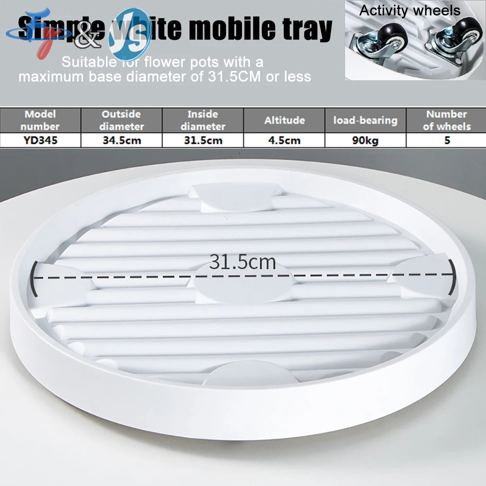 plateau mobile plantes gris blanc grille ventilation moderne pp résinerollable profondintérieur diamètre 40.5cm