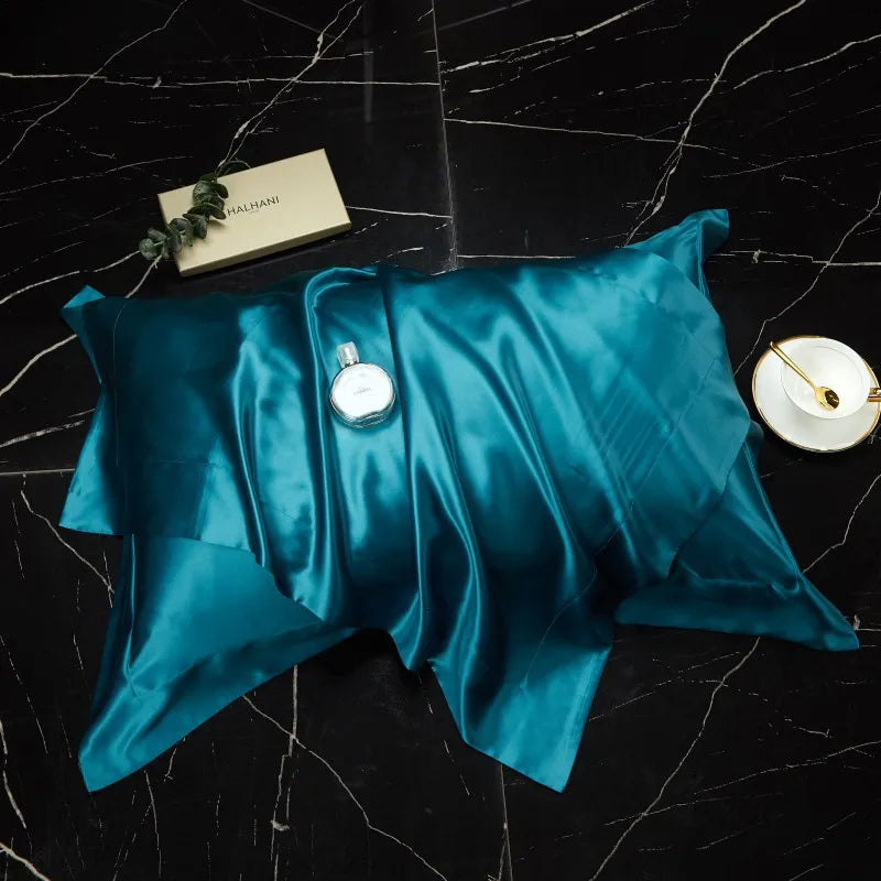 taies d'oreiller soie 100% solides élégantes quatre saisons bébés maternité bleu marine turquoise vert