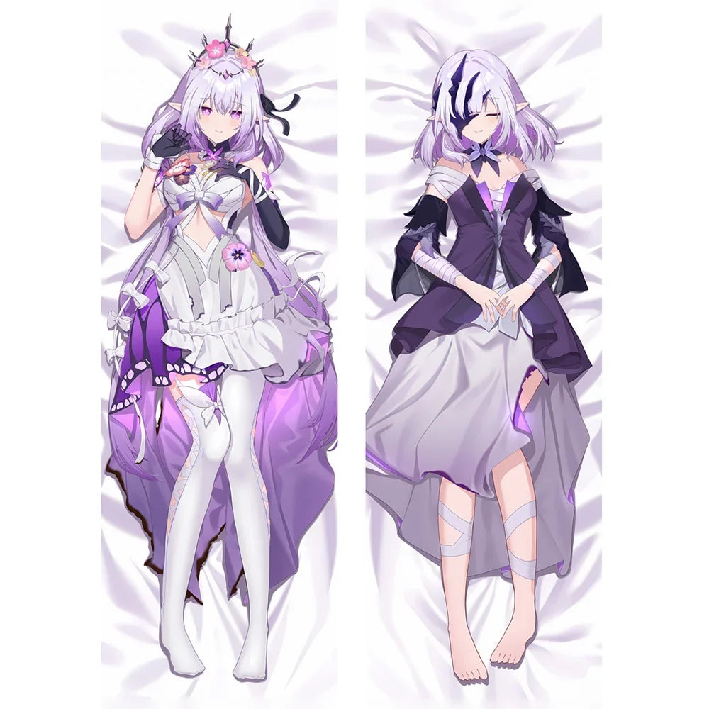 coussin anime personnages féminins robe élégante violet blanc double face polyester peachskin