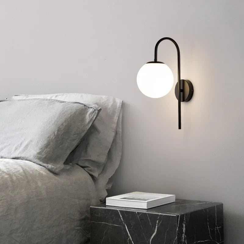 lampe murale moderne applique chambre entrée interrupteur bouton verre noir doré opacité