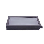 boîte bijoux noire tissu velours géométrique classique rangement 36 compartiments couvercle transparent organisateur