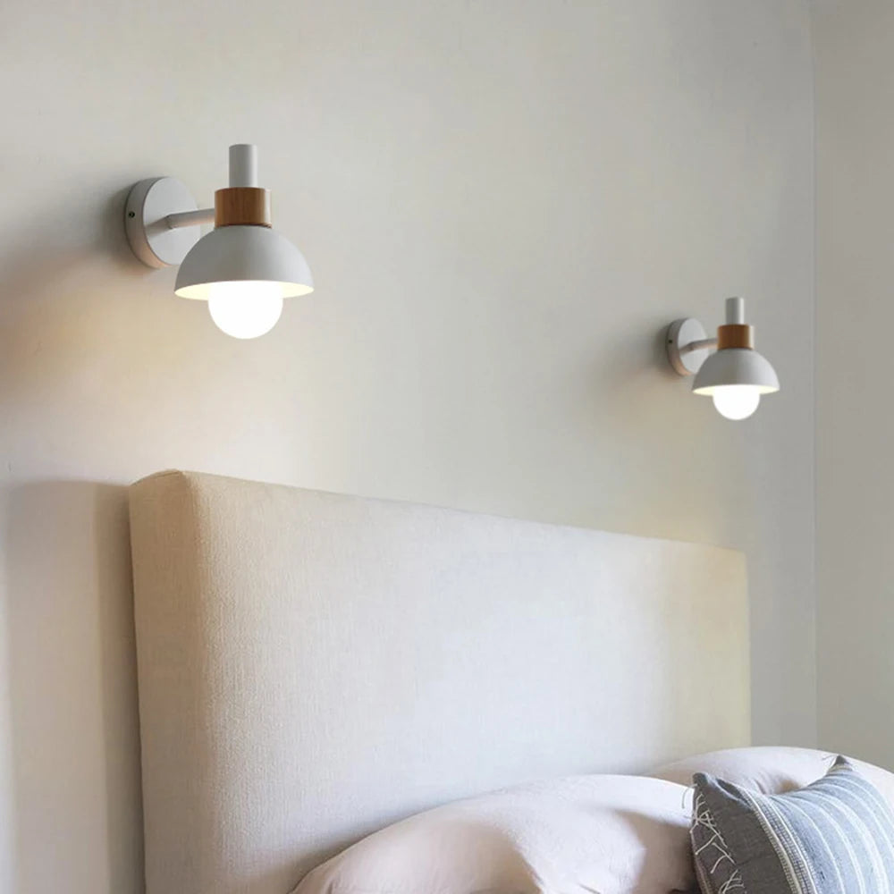 applique murale led moderne bois blanc scandinave fixée mur entrée chambre cuisine