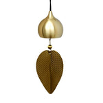 cloches vent dorées feuilles striées moderne décoration jardin sonore extérieur suspension chaîne noire naturelleextérieur