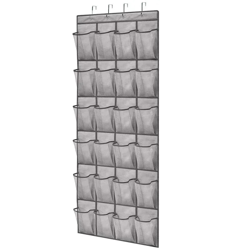 organisateur mural chaussures compartiments tissu polyestère clips suspendus moderne fonctionnel noir pliable