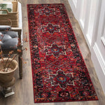 tapis géométrique bohème rouge bleu noir polyester salon chambre moderne