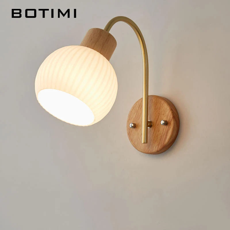 lampe murale moderne bois blanc doré éclairage chambre entrée scandinave fixée mur