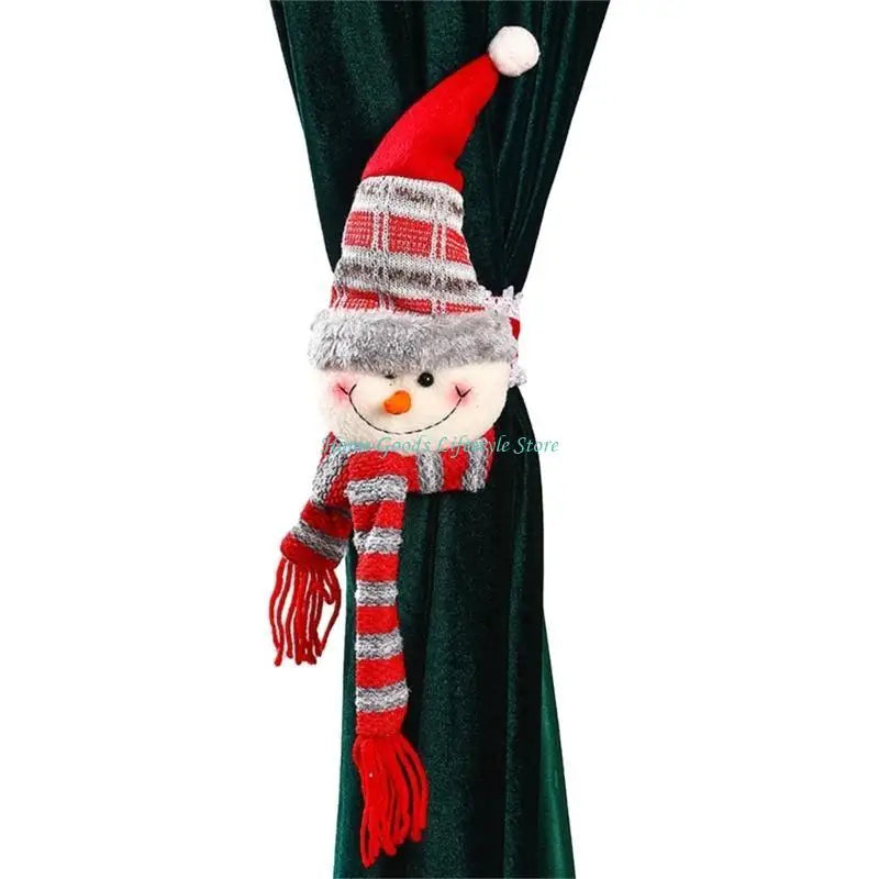 porte cordon fenêtre noël rouge gris blanc carreaux laine décoration festive