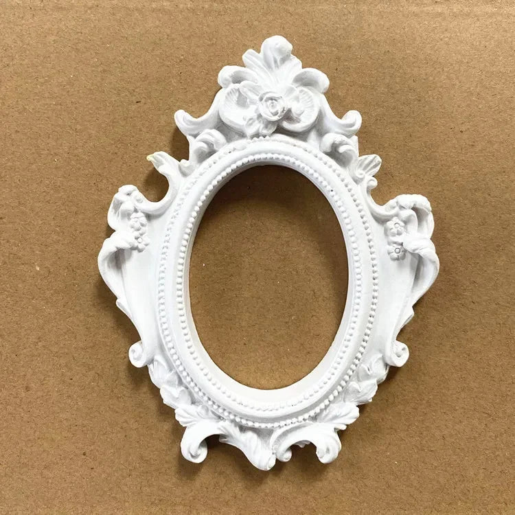 cadre photo rétro or relief floral baroque vintage shabby chic angel figurine round rectangular