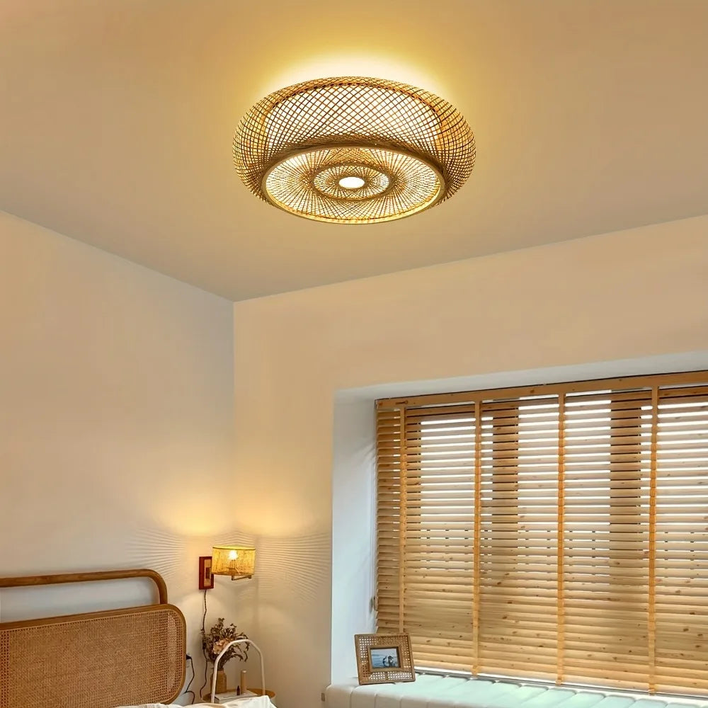 lampe moderne rustique bambou naturel toucher marche arrêt led e27 40cm 50cm 60cm 80cm