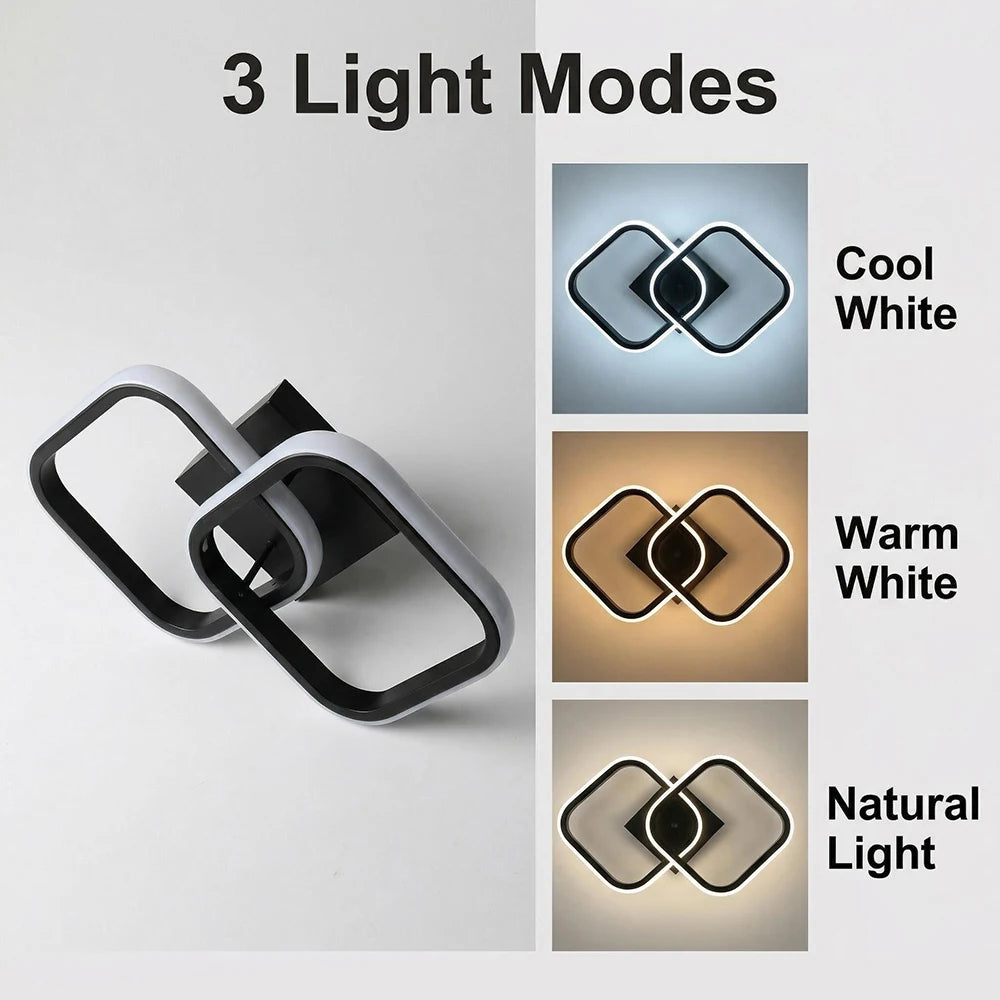 lampe led noire blanche minimaliste carré superposé éclairage intérieur salon chambre restaurant