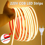ruban led flexible cob 220v autocollant blanc chaud salon cuisine chambre moderne