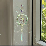 suspension décorative cristal transparent vert violet doré cristaux artisanale élégante jardin intérieur