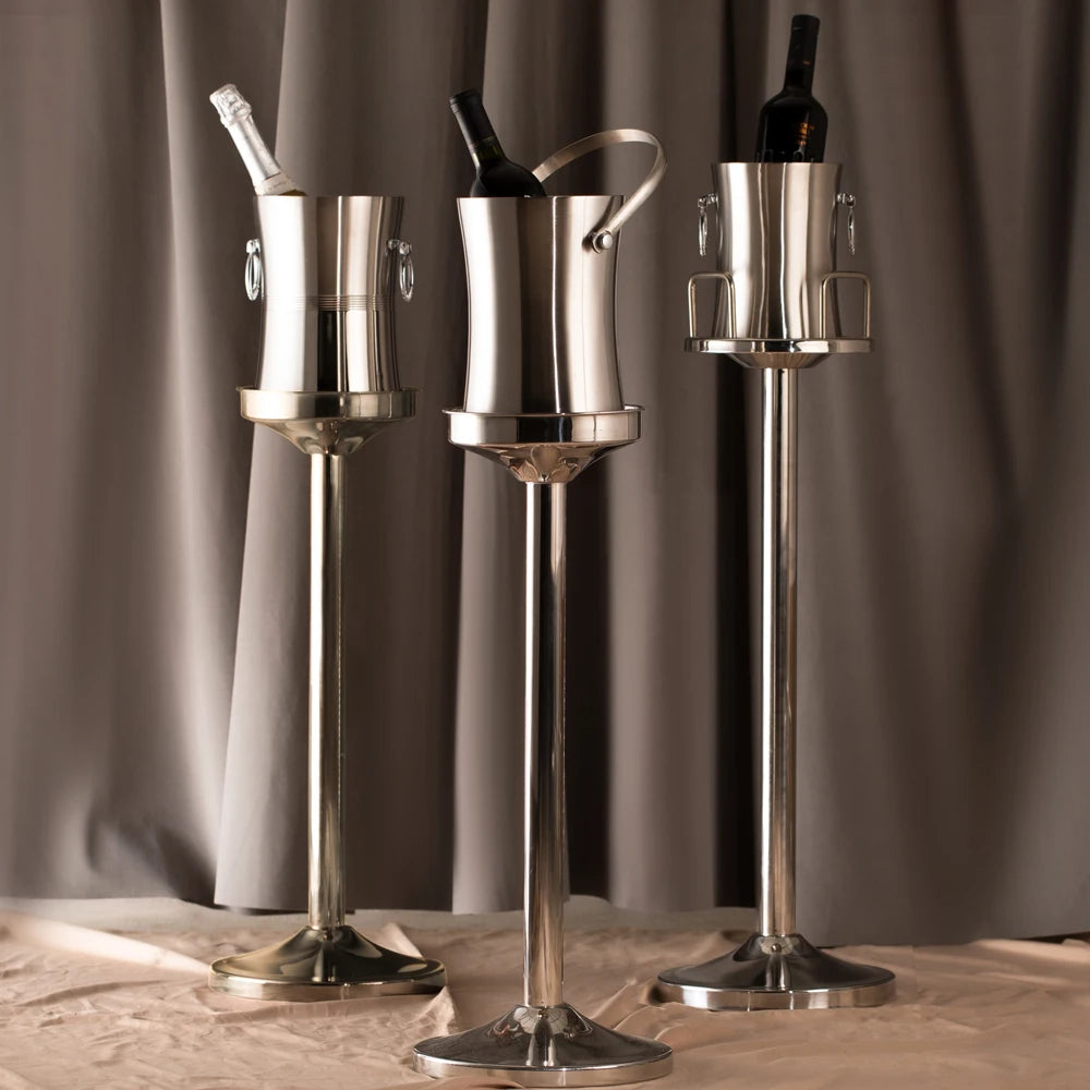 seau glace acier inoxydable argenté couvercle poignées vin champagne