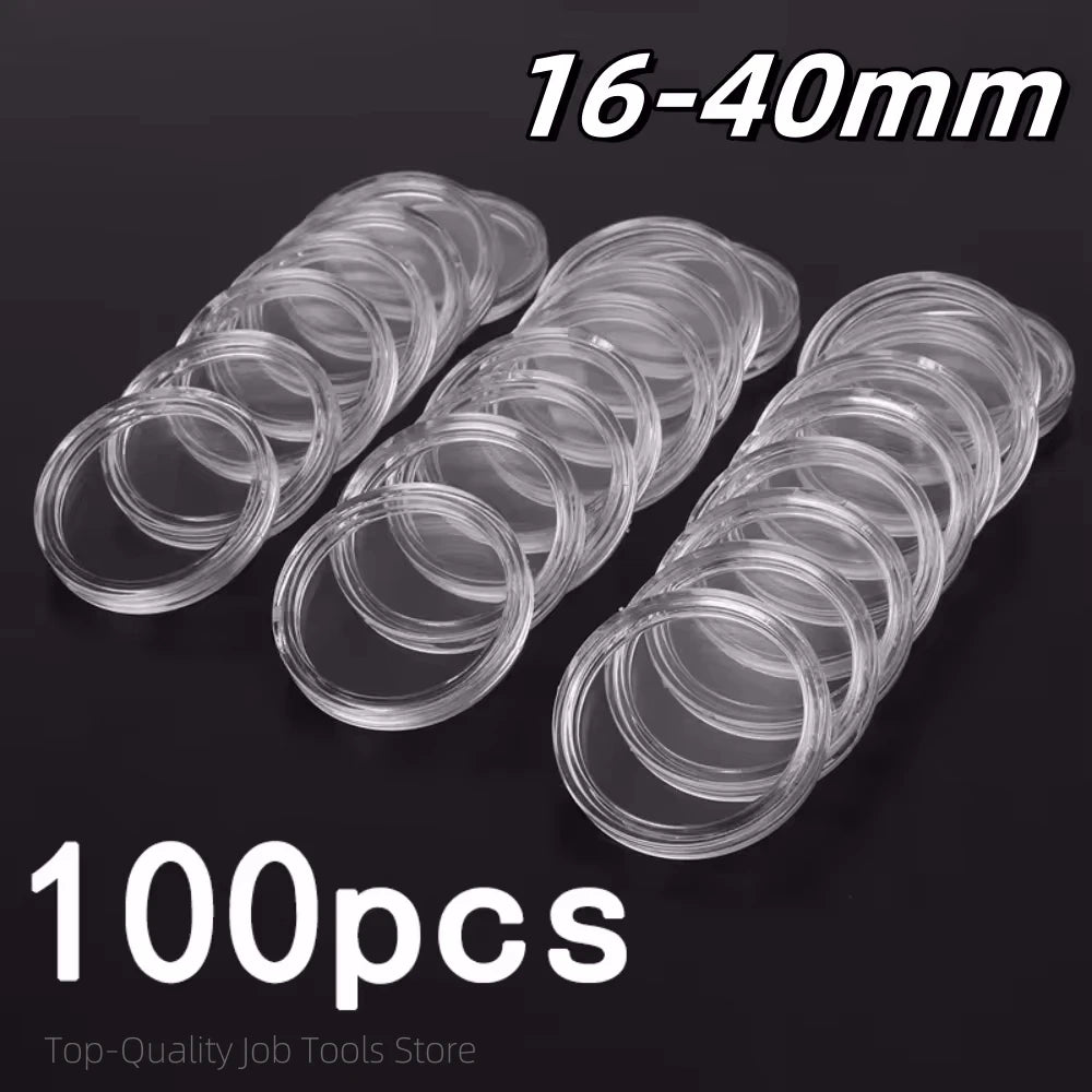 boîte rangement ronde plastique transparent capsules pièces monnaie collection