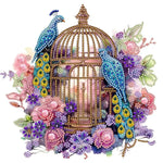 tableau diamants oiseaux fleurs multicolore moderne décoration murale adhésif création artisanale 30x30cm