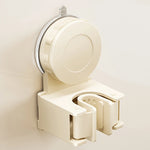 porte balai mural ventouse gris lisse perforations moderne salle bain rangement minimaliste