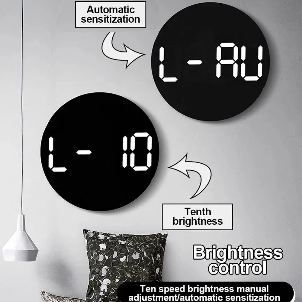 horloge murale numérique LED double alarme calendrier température humidité réglable luminosité télécommande moderne