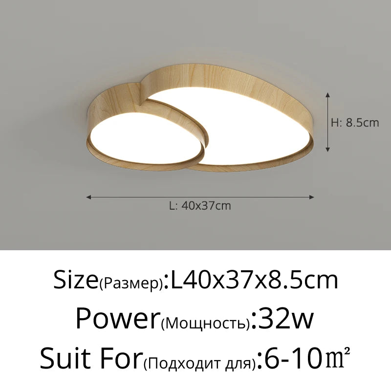 plafonnier moderne minimaliste plusieurs sources lumineuses éclairage blanc bois grainé