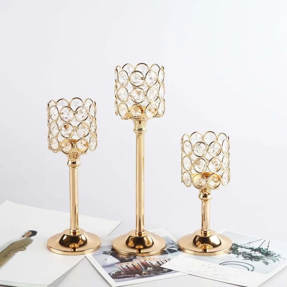 bougeoir moderne or argent cristal élégant table maison mariage